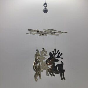 Hallmark Reindeer Chines Ornament Silver Thin Small 1970s Box Christmas Vintage